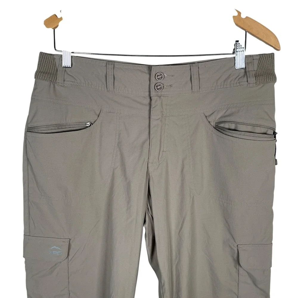 Cabelas XPG Cargo Pants Womens 10 Beige Stretch Nylon Hiking Roll Up‎ read